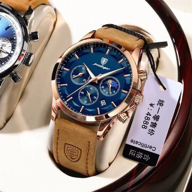 Men Quartz Watch Luxury POEDAGAR 928 Stainless Steel Man Wristwatch Chronograph Waterproof Luminous Watch For Men Business