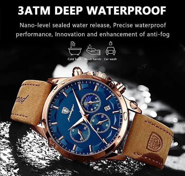 Men Quartz Watch Luxury POEDAGAR 928 Stainless Steel Man Wristwatch Chronograph Waterproof Luminous Watch For Men Business