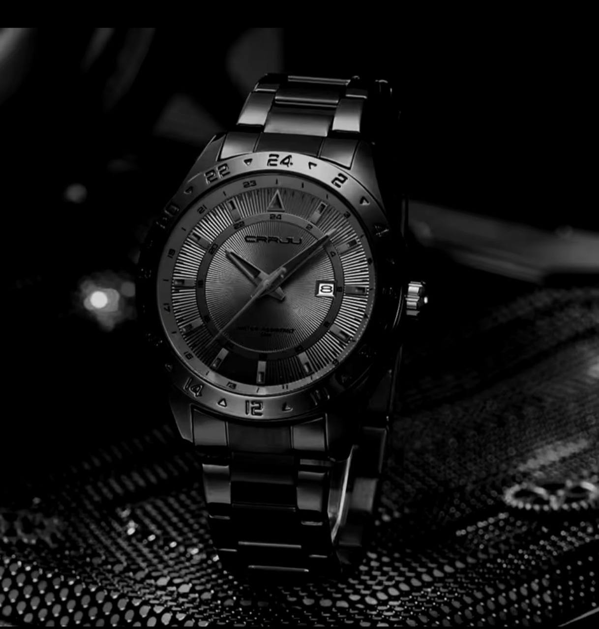 Newest 2025 Men Watch Luxury Crrju 5007 High Quality Male Clock Stainless Steel Japanese Quartz Movement Watch