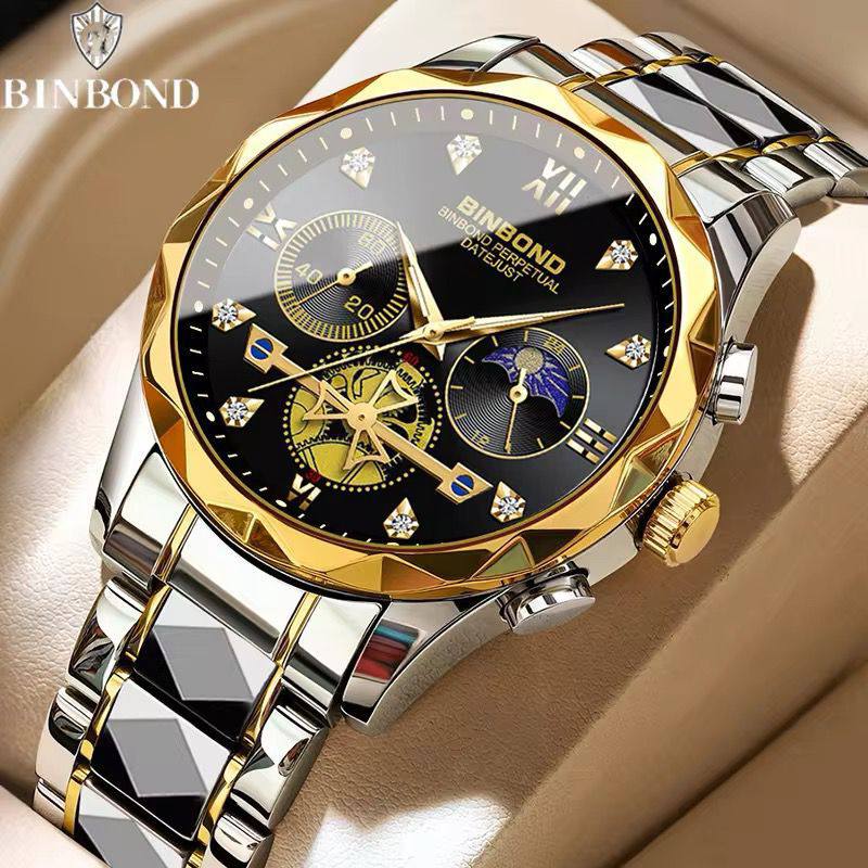 BINBOND Fashion Brand New Style Men's Quartz B1236 Wristwatch Luxury Luminous Waterproof Business Casual Men Watches
