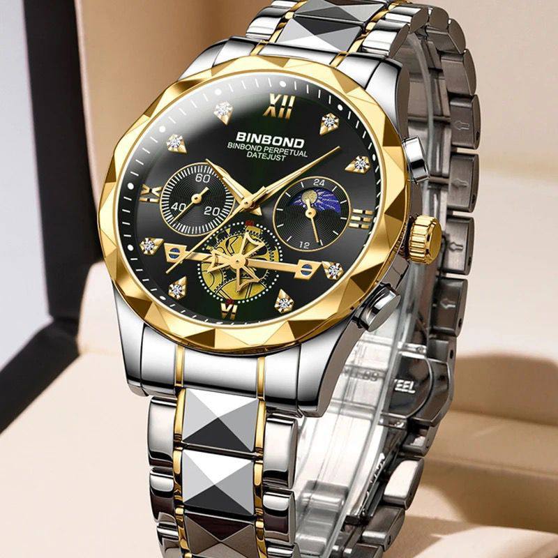 BINBOND Fashion Brand New Style Men's Quartz B1236 Wristwatch Luxury Luminous Waterproof Business Casual Men Watches