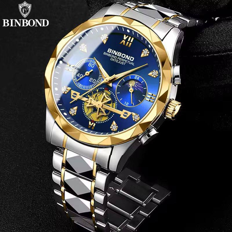 BINBOND Fashion Brand New Style Men's Quartz B1236 Wristwatch Luxury Luminous Waterproof Business Casual Men Watches