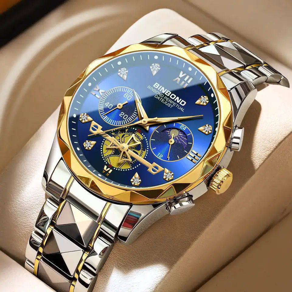 BINBOND Fashion Brand New Style Men's Quartz B1236 Wristwatch Luxury Luminous Waterproof Business Casual Men Watches