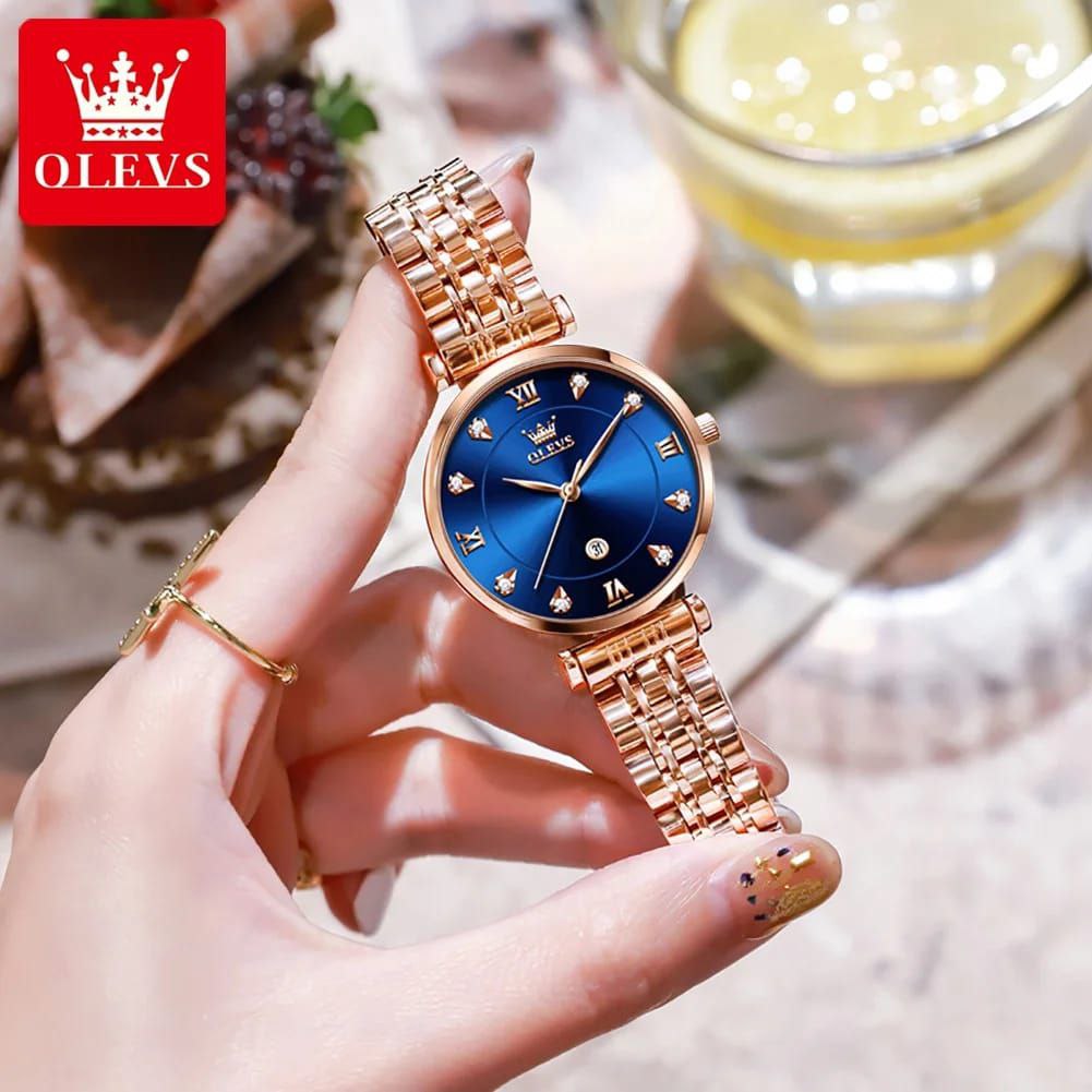 Quartz Rose Gold Women Watch OLEVS 5866 Top Brand Female Clock Waterproof Luxury Lady Wrist Watches For Ladies