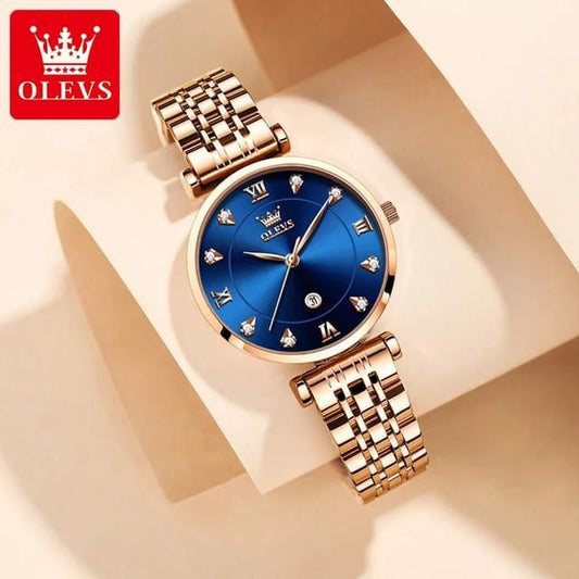 Quartz Rose Gold Women Watch OLEVS 5866  Top Brand Female Clock  Waterproof Luxury Lady Wrist Watches For Ladies