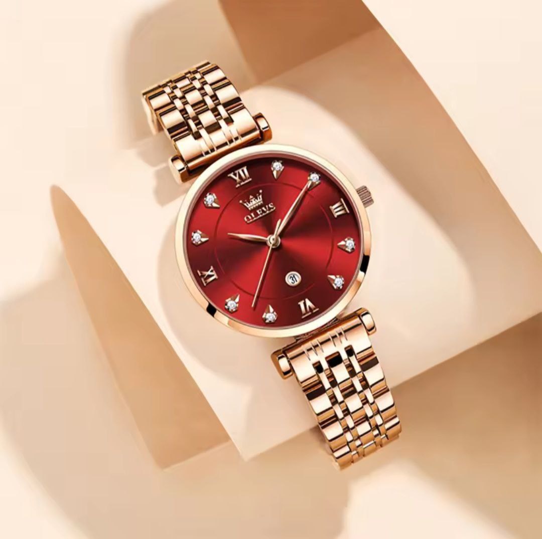 Quartz Rose Gold Women Watch OLEVS 5866 Top Brand Female Clock Waterproof Luxury Lady Wrist Watches For Ladies