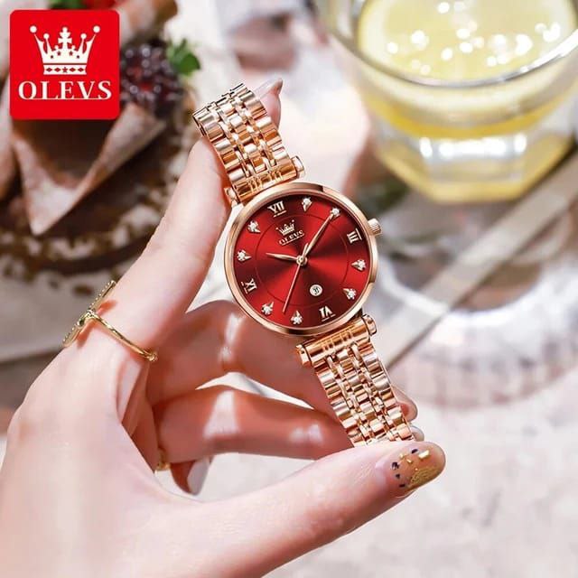 Quartz Rose Gold Women Watch OLEVS 5866 Top Brand Female Clock Waterproof Luxury Lady Wrist Watches For Ladies