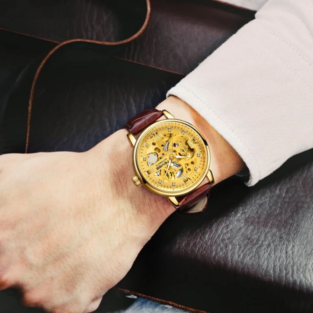 Leather Tourbillon Life Waterproof TEVISE T869 For Men Wristwatch Luminous Hands automatic Mechanical Movement Watches