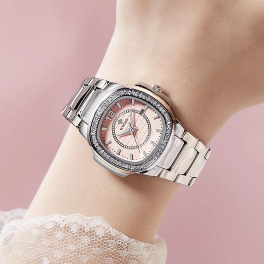 Light luxury Elegant Women Business Casual Quartz Watch Fashion WWOOR 8874 Diamond Stainless Steel Small Style Wristwatches Lady