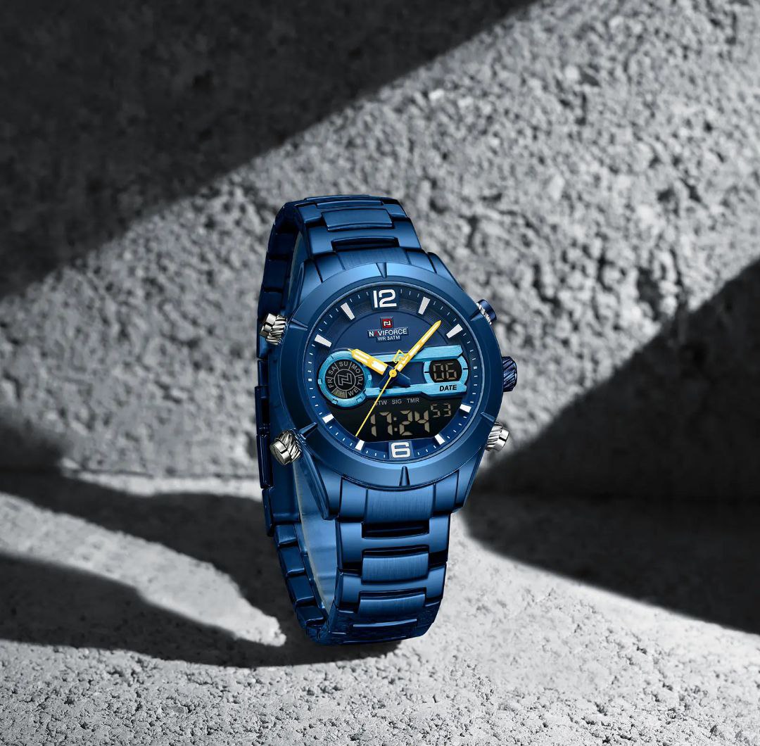 New 2025 Hot Selling Stylish NAVIFORCE 9232 Top Quality Newest Dual time Design Best Selling On Sale Men Quartz Watch Stainless Steel Band
