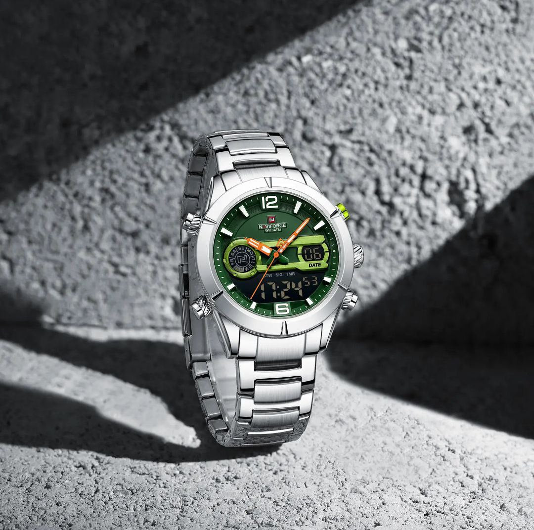 New 2025 Hot Selling Stylish NAVIFORCE 9232 Top Quality Newest Dual time Design Best Selling On Sale Men Quartz Watch Stainless Steel Band