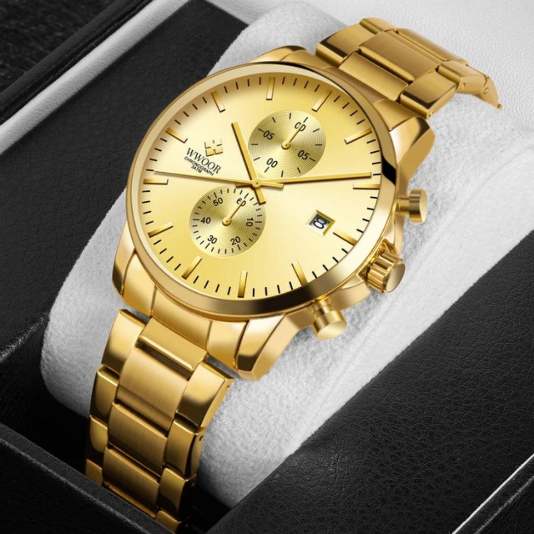 Hot Selling Fashion Mens Wristwatch WWOOR 8844 Classics Waterproof Stainless Steel Band Watch Business Calendar Quartz Watches