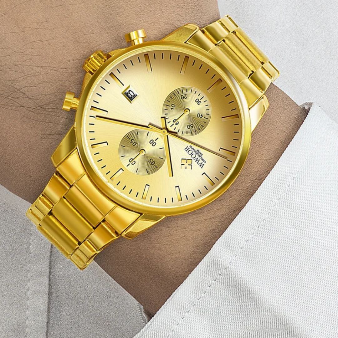 Hot Selling Fashion Mens Wristwatch WWOOR 8844 Classics Waterproof Stainless Steel Band Watch Business Calendar Quartz Watches