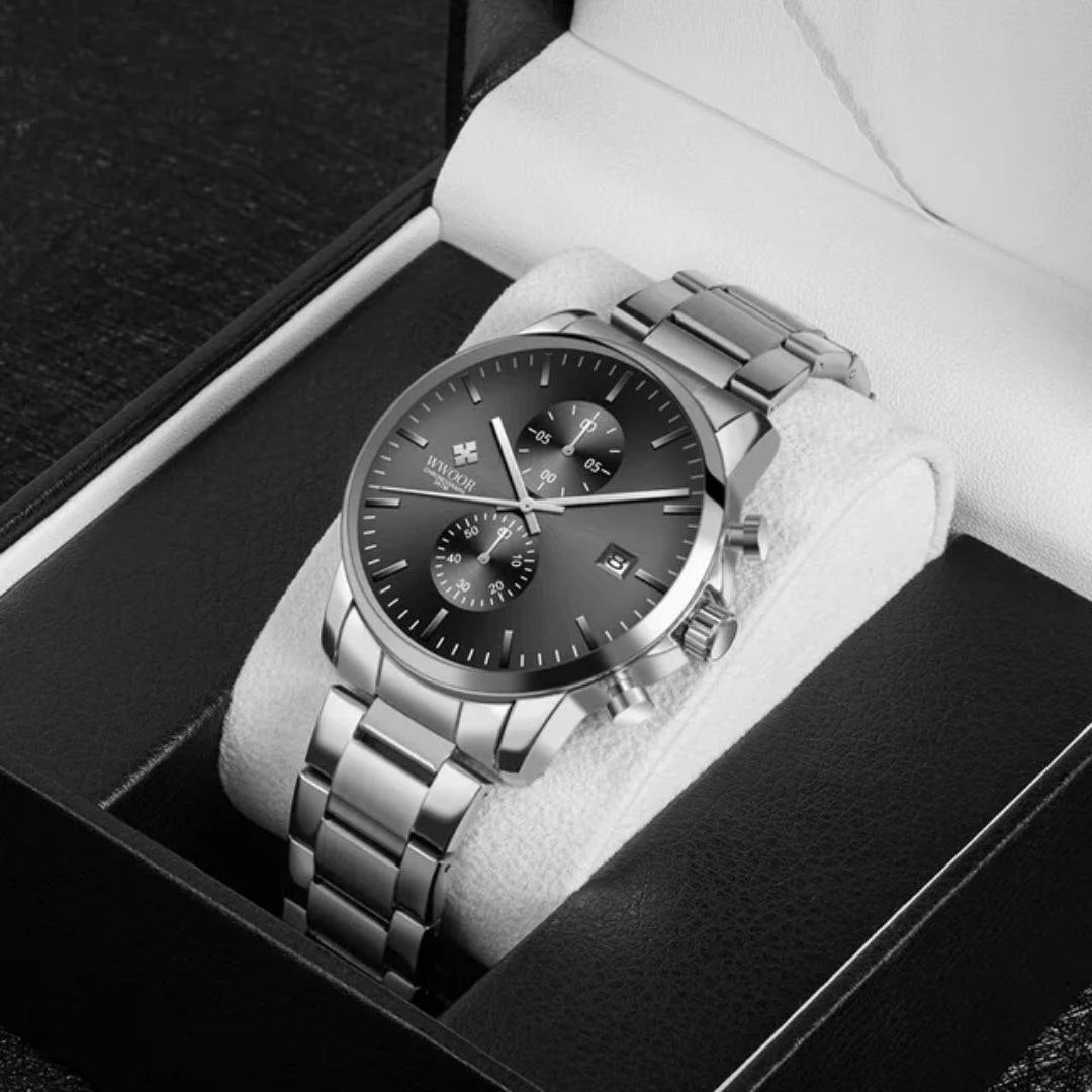 Hot Selling Fashion Mens Wristwatch WWOOR 8844 Classics Waterproof Stainless Steel Band Watch Business Calendar Quartz Watches