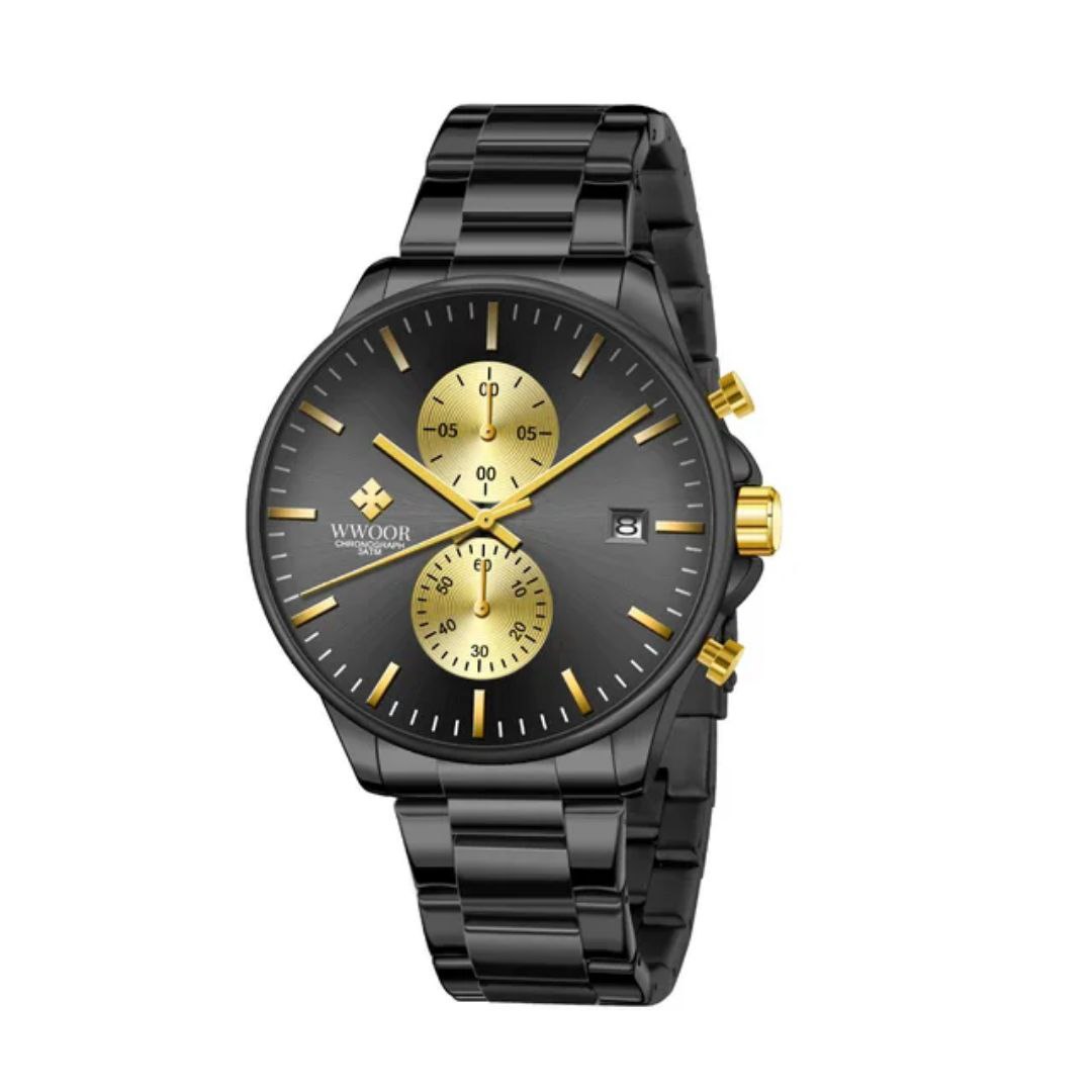 Hot Selling Fashion Mens Wristwatch WWOOR 8844 Classics Waterproof Stainless Steel Band Watch Business Calendar Quartz Watches