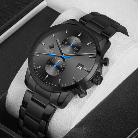 Hot Selling Fashion Mens Wristwatch WWOOR 8844 Classics Waterproof Stainless Steel Band Watch Business Calendar Quartz Watches
