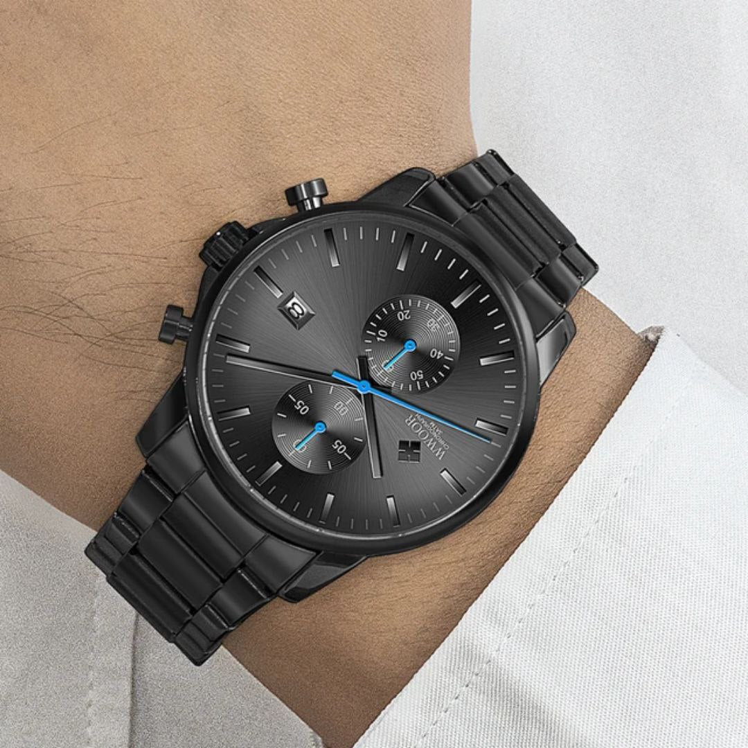 Hot Selling Fashion Mens Wristwatch WWOOR 8844 Classics Waterproof Stainless Steel Band Watch Business Calendar Quartz Watches