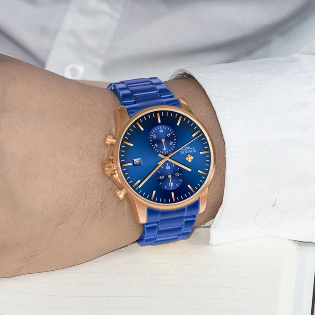 Hot Selling Fashion Mens Wristwatch WWOOR 8844 Classics Waterproof Stainless Steel Band Watch Business Calendar Quartz Watches