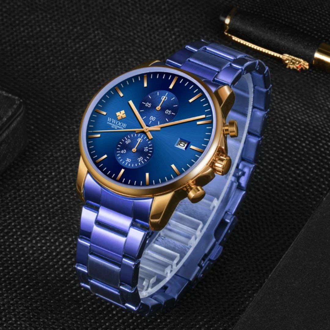 Hot Selling Fashion Mens Wristwatch WWOOR 8844 Classics Waterproof Stainless Steel Band Watch Business Calendar Quartz Watches