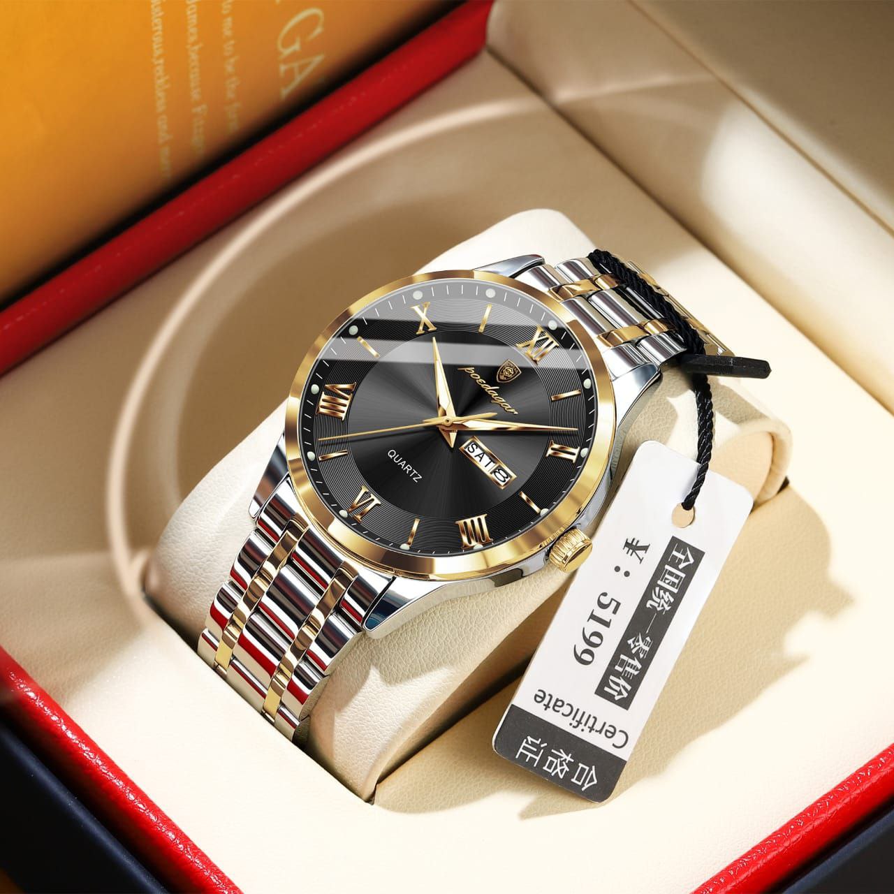 Luxury Quartz Watches Poedagar 978 Stainless Steel Bracelet Watch for Men Luminous Waterproof Mens Watch
