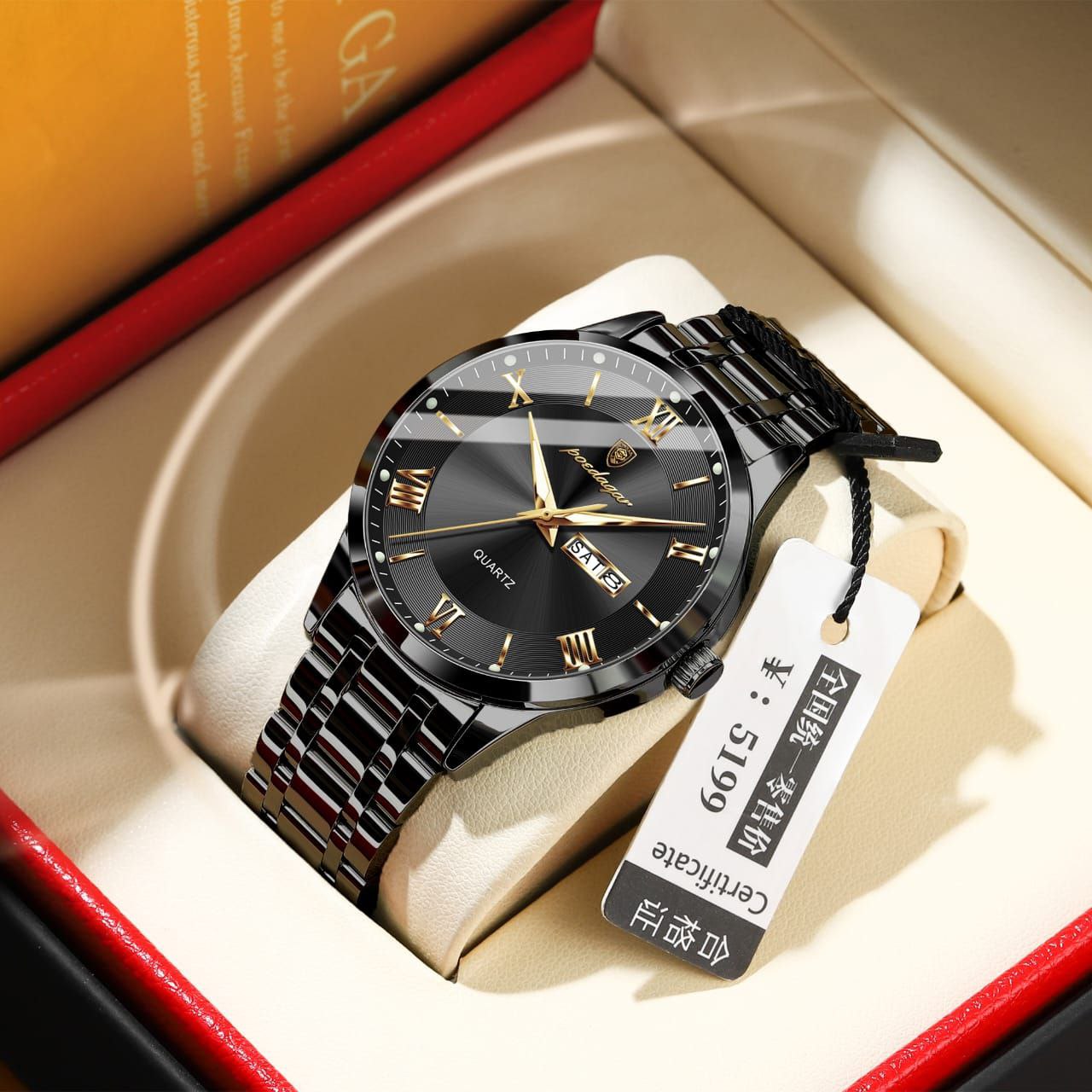 Luxury Quartz Watches Poedagar 978 Stainless Steel Bracelet Watch for Men Luminous Waterproof Mens Watch