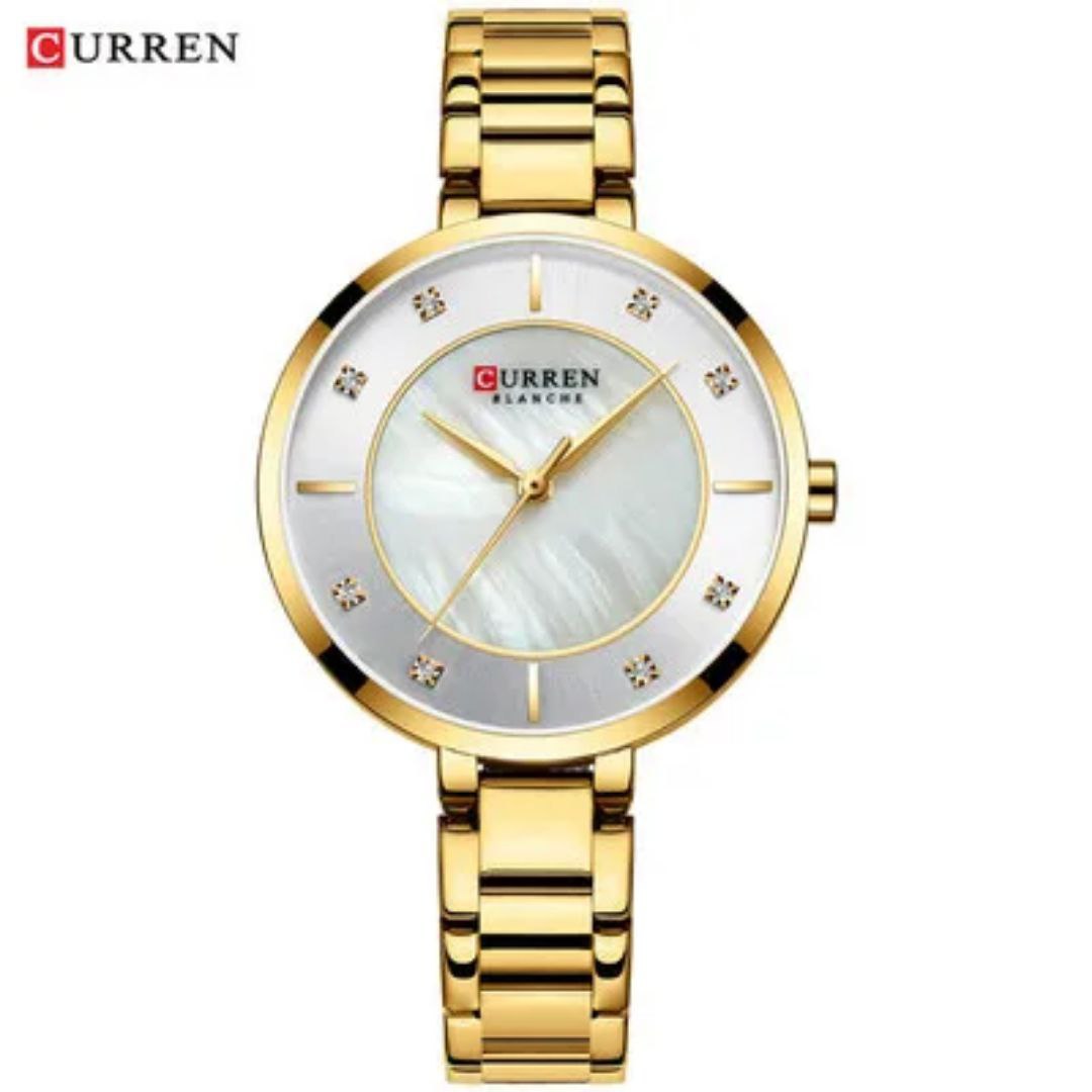 CURREN 9051 Women Newest Quartz Watches Stainless Steel Dress Bracelet Ladies Watch with Crystal Rhinestone Quartz Clock Female