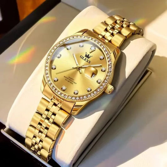 Elegant Women's Watch OLEVS 3629 Fashion Classic Waterproof Luminous Stainless Original Calendar Quartz Luxury Women Watches