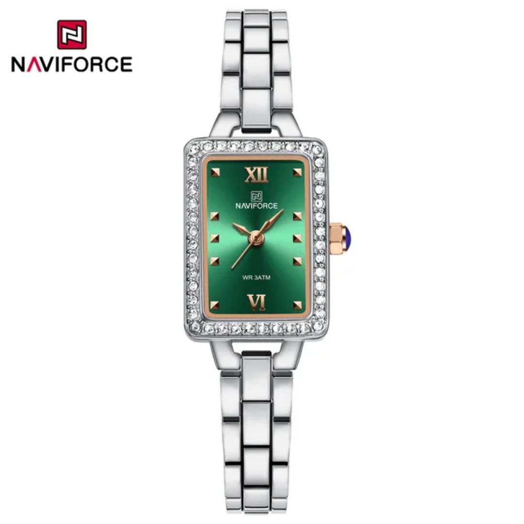 NAVIFORCE NF5043 Luxury Brand Square Quartz Watch Women Fashion Stainless Steel Waterproof Wristwatch Elegant Lady Watches