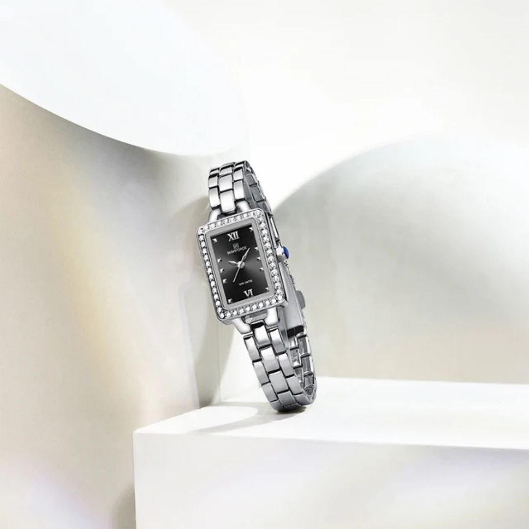 NAVIFORCE NF5043 Luxury Brand Square Quartz Watch Women Fashion Stainless Steel Waterproof Wristwatch Elegant Lady Watches