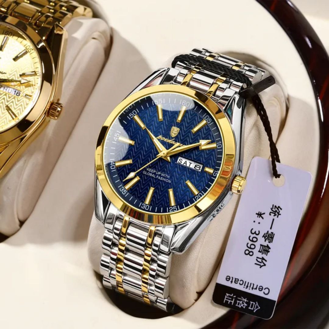 Mens Luxury Fashion Business POEDAGAR 962 Wristwatches Stainless Steel Strap Waterproof Quartz Watches for mens
