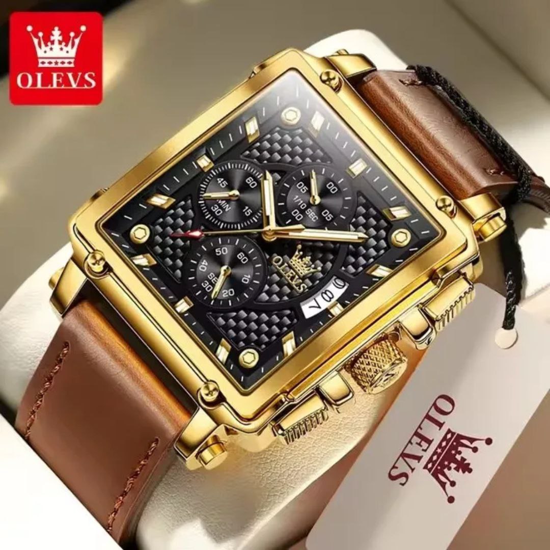 Diamond Dial Wristwatch OLEVS 9925 Men Leather Watchstrap Waterproof Quartz Watches Men Watch Gift