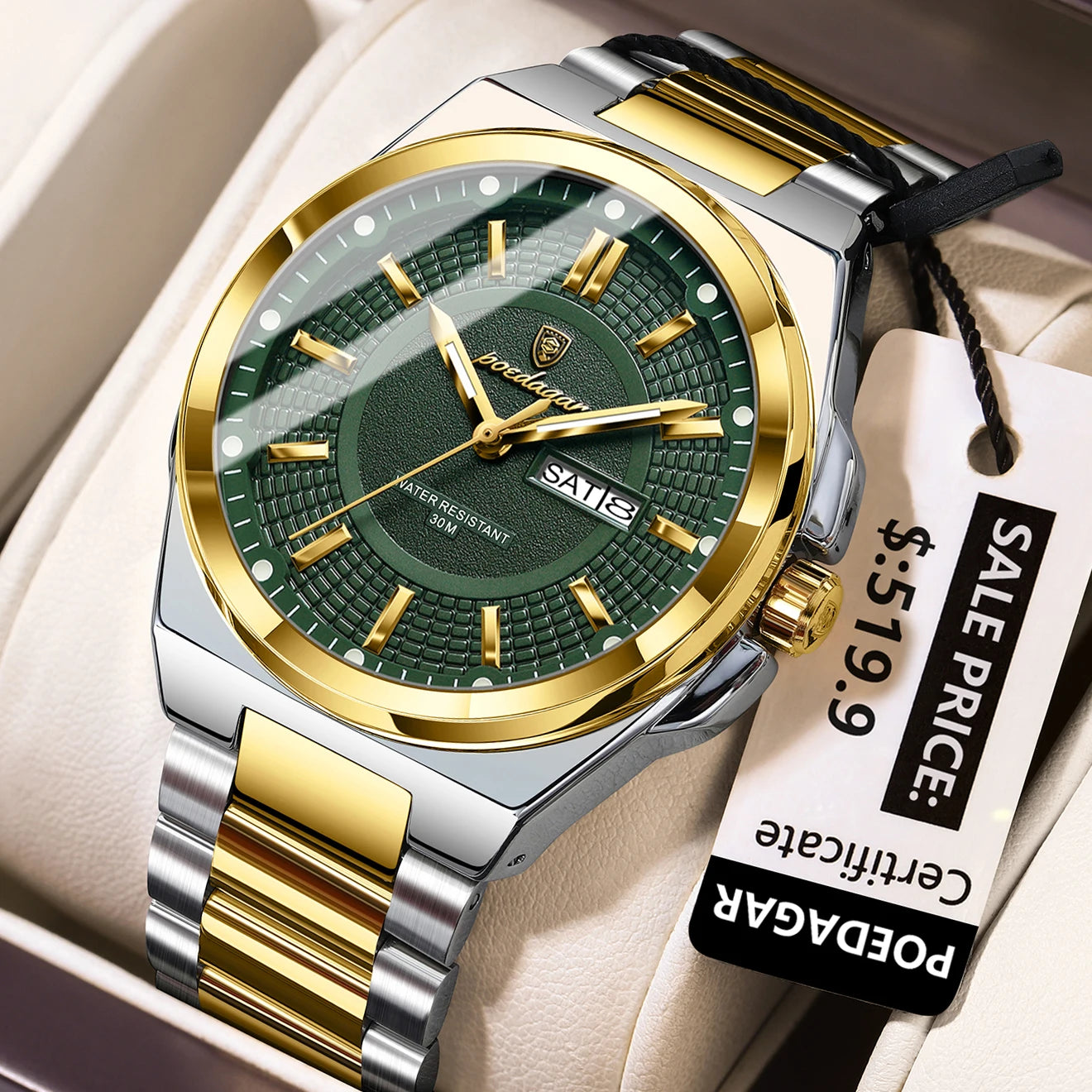 Poedagar l Luxury Quartz Watch for Men Waterproof Luminous Stainless Steel Strap Mens Watch