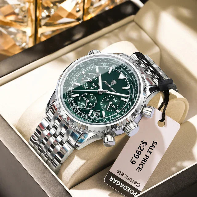 POEDAGAR Luxury Watch for Men Sport Quartz Stainless Steel Men's Watches Waterproof Luminous Date Chronograph Man Watch 960