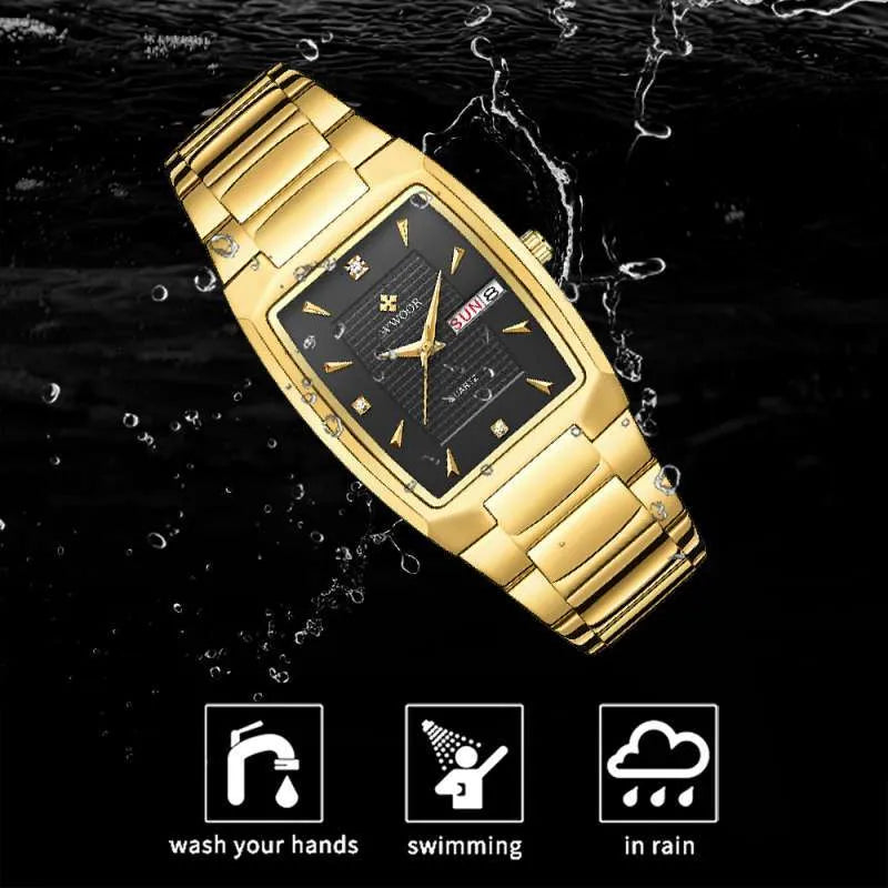 New Arrival WWOOR 8837 Quartz Mens and women Watches Square Stainless Steel Waterproof Wrist Watch