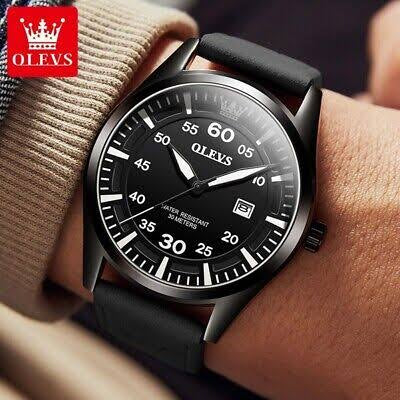 Calendar Men's Watches OLEVS 9962  Casual Sports Man Top Quartz Watch Men Genuine Leather Strap Waterproof Luminous Wristwatch