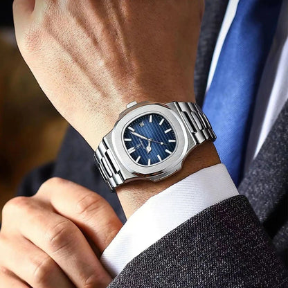 POEDAGAR Watch Men 613  Stainless Steel Quartz watches For Man luxury Waterproof Date Men's Wrist watch
