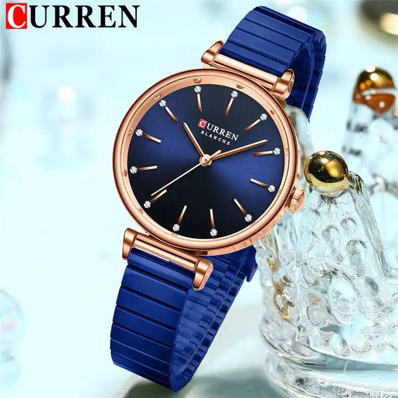 Women Stainless Steel Strap Simple Crystal Dial CURREN 9081 Waterproof Quartz Watch