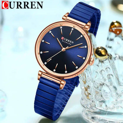 Women Stainless Steel Strap Simple Crystal Dial CURREN 9081 Waterproof Quartz Watch
