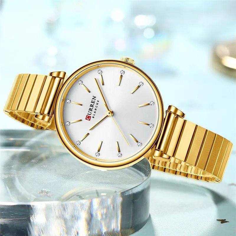 Women Stainless Steel Strap Simple Crystal Dial CURREN 9081 Waterproof Quartz Watch