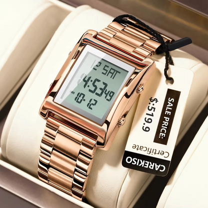 CAREKISO Top Luxury Men Watch Fashion Business Bracelet Waterproof Watch Rectangle Stainless Steel Electronic Men's Watches C102