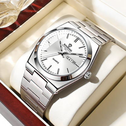 Binbond B102 Luxury Men Wristwatches Waterproof Luminous Date Week Clock Man Watch Gold Stainless Steel Casual Quartz Watches