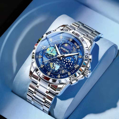 Top Brand New BINBOND 3225 Fashion Starry Sky Quartz Watch for Man Date Waterproof Luminous Stainless Steel Luxury Men's Watches