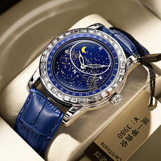 BINBOND B8899 Rotating Sky Star Disk Diamond Watch Men's Fashion Sun Moon Star Waterproof Glow Men's Watch Luminous