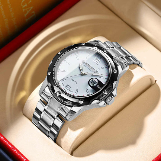 Binbond B9696 9696 Japan Movement Auto Date Display Luminous Calendar Waterproof Male Stainless Steel Quartz for Men's Watches