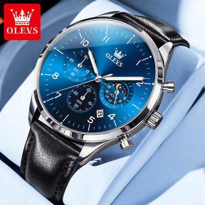 Olevs 2882 Classic Analog Quartz Watches for Men Fashion Brand Sport Waterproof Leather Band Wrist Watch