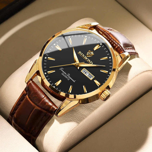 BINBOND B2238 2238  Men Waterproof Calendar Quartz Top Luxury  Wrist Leather Strap  Watch