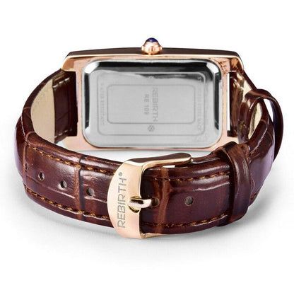 REBIRTH 109 Popular Potty Female Quartz Watch Vive Genuine Leather Band Water Resistant Minimalist Leisure Wrist Watch