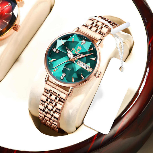BINBOND N586 2024 New Women's Watch Fashion Diamond Mirror Quartz Steel Belt Student Watch
