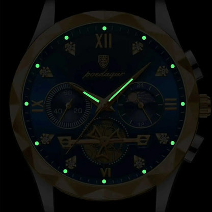 Fashion Quartz Men Watch POEDAGAR 996 Stainless Steel Men's Luxury Wristwatches Top Brand Business Waterproof Date Watch For Men