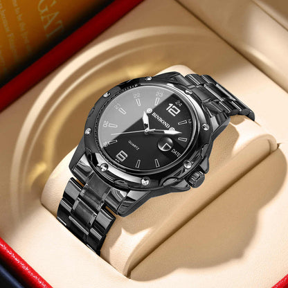 Binbond B9696 9696 Japan Movement Auto Date Display Luminous Calendar Waterproof Male Stainless Steel Quartz for Men's Watches